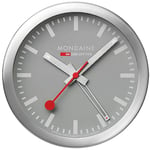 Mondaine Mini Horloge Murale et réveil avec boîtier en Aluminium, trotteuse à tic-tac, Couleur : argenté/Gris, A997.MCAL.86SBV.1