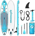 Planche de Stand up Paddling Exprotrek, Planche de Sup Gonflable, kit de Planche de Stand up Paddle, 6 Pouces d'épaisseur pour Tous Les différents Niveaux avec pagaie en Aluminium, 200KG Max