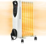 Radiateur Bain d'Huile 1500 W,Radiateur Electrique Mobile ultra-silencieux,chauffage électrique à huile avec roues universelles,3 modes de chauffage, thermostat réglable