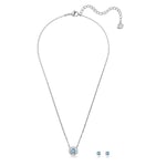 Swarovski Sparkling Dance set, Round cut, Blue, Rhodium plated