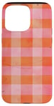 Coque pour iPhone 15 Pro Max Motif à carreaux vintage rose avec couleur unie orange rouille