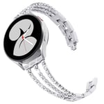 Bracelet compatible avec Samsung Galaxy Watch 7/6/5/4 40mm 44mm/Watch 5 Pro 45mm/Galaxy Watch 6 Classic 43mm 47mm/Watch 4 Classic Femme, 20mm Bling Bracelets de Remplacement Métal (B-ARGENT)