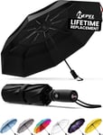 Repel Umbrella Windproof Travel Umbrellas for Rain - Easy Auto Open Black 