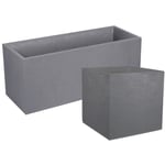 EDA - Pack Jardinière rectangulaire 100 x 40 x 43,5 cm + Jardinière carrée 40 cm - Gris Galet