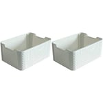 CURVER Small & Medium Storage Basket Bundle, Vintage white, 6L & 18L