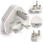 USB Wall 3 Pin UK, USB Mains Charger, USB Charging Plug  For iPhone Samsung