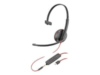 Poly Blackwire C3215 - Blackwire 3200 Series - micro-casque - sur-oreille - filaire - USB-C, jack 3,5mm - noir - Certifié Skype, certifié Cisco Jabber, Certifié Avaya