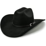 Cowboyhatt För Kvinnor Och Herr Med Formbar Bred Brätte - Filt Cattleman Western Hattar Raven Black L XL