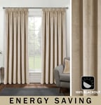 Cream Velvet 100% Blackout Pair of Curtains Tape Top - 90 x 90 inch (229x229cm)