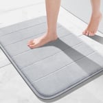 Yimobra Memory Foam Bath Mat Large Size, 43 x 61 cm, Soft and Comfortable, Super Water Absorption, Non-Slip, Thick, Machine Wash, Easier to Dry for Bathroom Floor Rug, Silver