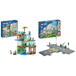 LEGO City Apartment Building, Modular Construction Set with Combinable Rooms, Shop & 60304 City Road Plates Building Toys, Set with Traffic Lights, Trees & Glow in the Dark Bricks