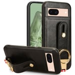 Google Pixel 8a Mobiltelefonfodral Anti-repor PU Läder+PC+TPU Armbandsfodral - Svart