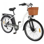 Elcykel för damer - DYU C6 - 26" hjul - 350W motor - 36v 12,5Ah batteri - SHIMANO 7 Speed - 70KM räckvidd - Vit