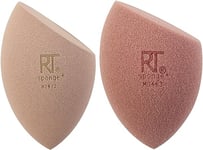 Real Techniques New Nudes Real Reveal Lot de 2 éponges de maquillage pour fond de teint, maquillage mat ou rosé, couvrance légère, moyenne ou complète, mousse sans latex