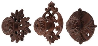 Esschert Design Boutons de porte en fonte 3 modèles Marron 11,2 x 7,7 x 5,6 HW08