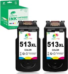 CL-513XL CL-511XL Cartouches d'encre Remanufacturées pour Canon 511 XL 513 XL Pixma iP2700 MP230 MP240 MP250 MP252 MP270 MP280 MP492 MP495 MP499 MX360 MX410 MX420 Imprimante Noir et Couleur