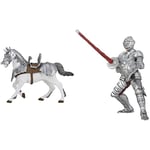 Papo-Lot de 2 Figurines - Collection Médieval - Fantastique - Cheval en Armure + Chevalier en Armure