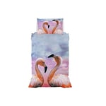 Italian Bed Linen GOODNIGHT Microfibre Duvet Cover Set with Digital Print, Flamingo, Single