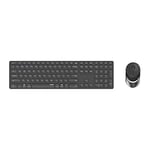 Rapoo Wireless Keyboard Mouse, 9800m, 1600dpi Sensor, Rechargeable Battery, Flat Aluminum Design, DE Layout QWERTZ PC & Mac - Dark Grey