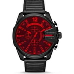 Diesel DZ4460 Mega Chief Chronograph Quartz Red Dial Mens Watch - Black - One Size