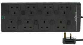 8 Gang Way 2Meter Mains Surge Protected Switched Socket Extension Lead Cable