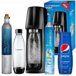 Soda Maker SODASTREAM Spirit Easy Black, 1 Bottle + Cartridge CO2 Soda + Syrup