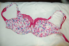 Non Padded Pink Mix Floral Underwired Balcony Bra Marks & Spencer Size 30F BNWT