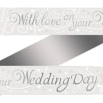 9ft Banner with Love On Your Wedding Day Metallic, Silver