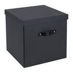 Bigso Box of Sweden boîte de rangement avec couvercle - grande boîte pliable pour les vêtements, les jouets, etc. - caisse de rangement avec poignée en panneaux de fibres et papier - gris foncé