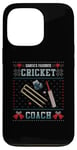 Coque pour iPhone 13 Pro Pull de Noël moche pour entraîneur de cricket préféré du Père Noël