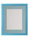 FRAMES BY POST 0.75 Inch Picture Photo Frame with Blue Mount 6 x 4 Image Size 4 x 3 Inch Plastic Glass