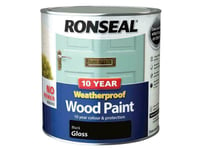 Ronseal 10 Year Weatherproof Wood Paint Black Gloss 2.5 Litre RSL38781