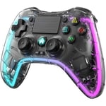 Manette PS4 Sans Fil Transparente LED RGB 10 Couleurs , Gyroscope à 6 Axes Contrôleur ,Pour PS4 / PC / IOS / Android - KENUOS