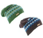 Kusan 100% Wool Knitted Floppy Beanie Hat (brown/green/mens/ladies/unisex)