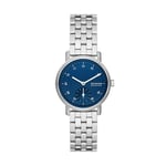 Skagen Kuppel Montre pour Femmes, Mouvement à Quartz avec Bracelet en Acier Inoxydable Ou en Cuir, Argent et Bleu, 32Mm