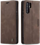 Compatible Coque Pour Hawei P30 Pro,Etui De Protection À Rabat En Cuir Synthetique Avec [Rfid Blocage] Coque, Housse Antichoc Coque Avec Magnetique,Fonction De Support Coque.-Cafe