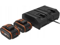 Worx 4,0 Ah Batteri 2X + Wa3611 Lader