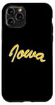 Coque pour iPhone 11 Pro Retro Iowa Script Tee Iowa Noir Or Iowa Throwback Fun Tee