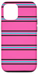 Coque pour iPhone 12/12 Pro Rose Bleu Noir Rayé Girly Esthétique Preppy Stripe