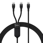 Baseus 2-i-1 USB-C til dobbel USB-C-kabel, 100W, 1,5 m - Svart