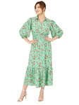 Yumi Floral Print Balloon Sleeve Midi Shirt Dress