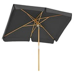 SONGMICS Parasol 3 x 2 m, Ombrelle rectangulaire, Protection Solaire, Anti-UV, mât et Baleines en Bois, inclinable, sans Socle, pour terrasse, Balcon, Jardin, Gris GPU300G01