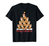 Santa Hat Ugly Xmas Funny Savannah Cat Christmas Tree T-Shirt