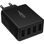 ANSMANN Chargeur de téléphone HC430 (1 PCE) – Chargeur Rapide pour Smartphone, Tablette, powerbank, etc. – Chargeur iPhone, Samsung, Huawei à 4 Ports USB-A – Noir