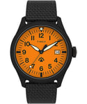 Timex Expedition North Montre pour hommes, 43 mm, bracelet marron écologique, en deux pièces, à ouverture rapide, cadran orange, boîtier marron TW2W23700