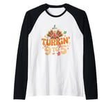 Turkin 9 To 5 Turkey Gobble Fall Vibes Thanksgiving Feast Raglan Baseball Tee