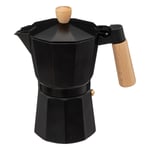 Black Italian Moka Pot Coffee Maker 6 Cup LUCA Black with Wooden Handle