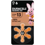 Duracell size 13 Hearing Aids batteries (pack of 6) +50% Extra Life, Easy Installation, 100% recyclable packaging, guaranteed 4 years in storage