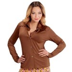 WIDMANN 09001-70s Style Shirt, Adult Woman, Carnival, Disco, Theme Parties, Size S/M, Brown Colour