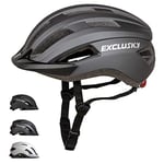 Casque Velo Homme Femme, Exclusky Casque de Vélo Adulte avec Lumière LED Casque Velo Route Casque VTT Homme Casque de Cyclisme Réglable 56-61CM